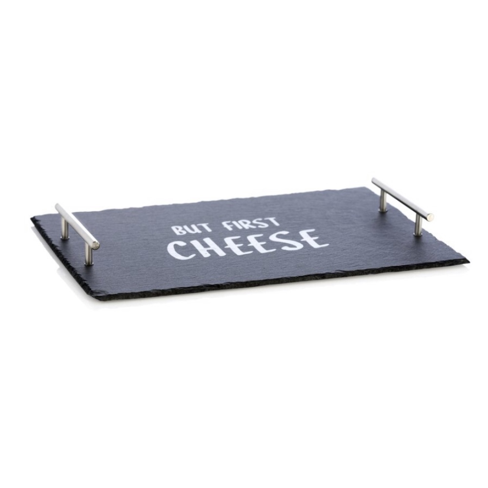 But First Cheese Board Plate Slate With Handles